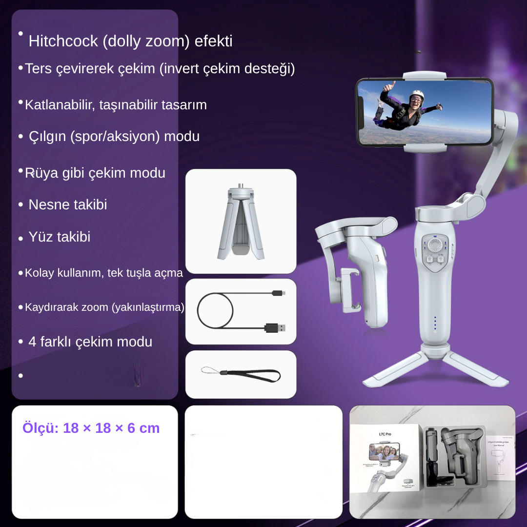 Otomatik Yüz Takipli  Gimbal Tripod