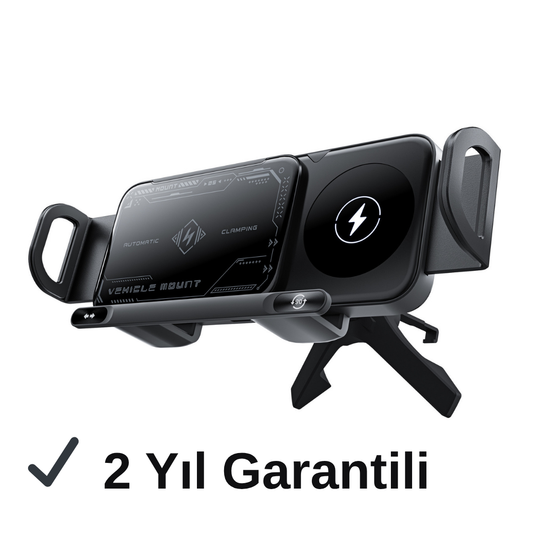 Telefon + Tablet Uyumlu Akıllı Araç Tutucu & Kablosuz Şarj